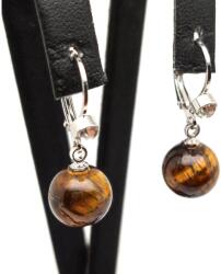 R. M. ékszer Fülbevaló golyó tigrisszem záras strasszos 10-11mm (087662)