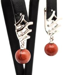 R. M. ékszer Fülbevaló golyó goldstone vörös hullám záras 10mm (088414)