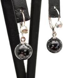 R. M. ékszer Fülbevaló golyó hópehely obszidián záras str 10-10, 5mm (087670)