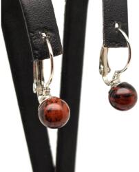 R. M. ékszer Fülbevaló golyó mahagóni obszidián záras 8-8, 5mm (087764)