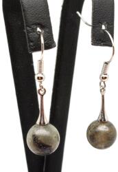 R. M. ékszer Fülbevaló golyó labradorit kis pálca lógós 10-11mm (087644)