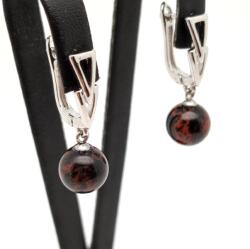 R. M. ékszer Fülbevaló golyó obszidián mahagóni nyíl záras 10mm (087686)