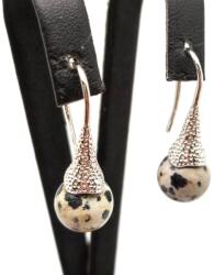 R. M. ékszer Fülbevaló golyó jásp dalmata mintás kürt lógó 10-10, 5mm (087264)