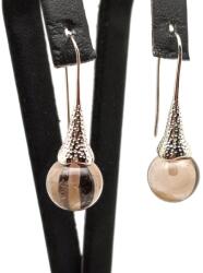 R. M. ékszer Fülbevaló golyó füstkvarc mintás kürt lógós 10-10, 5mm (087791)