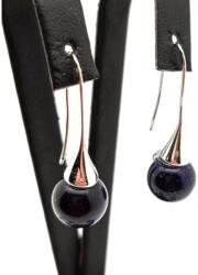 R. M. ékszer Fülbevaló golyó kék goldstone kürt lógós 10mm (087934)