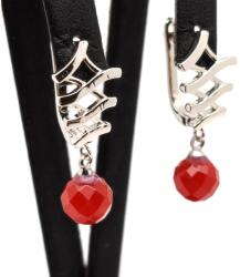 R. M. ékszer Fülbevaló fazettált golyó karneol hullám záras 8mm (088420)