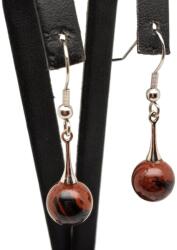 R. M. ékszer Fülbevaló golyó mahagóni obszid kis pálca lógós 10-11mm (087771)