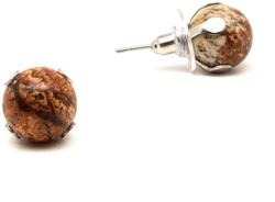 R. M. ékszer Fülbevaló acél karmos jáspis kép golyó 10mm (088198)