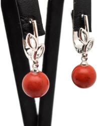 R. M. ékszer Fülbevaló golyó jáspis vörös levél záras 10mm (088403)
