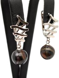 R. M. ékszer Fülbevaló golyó sólyomszem hullám záras 10mm (088365)