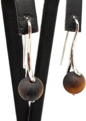 R. M. ékszer Fülbevaló golyó tigrisszem matt ívelt lógós 10mm (088441)