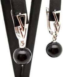 R. M. ékszer Fülbevaló golyó obszidián nyíl záras 10mm (087677)
