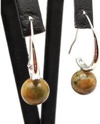 R. M. ékszer Fülbevaló golyó riolit íves lógós 10-10, 5mm (087969)