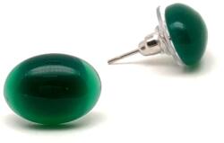 R. M. ékszer Ásvány fülbevalók Fülbevaló ovális szinezett zöld achát 10x14mm (087388)