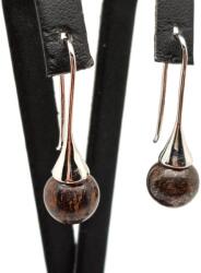 R. M. ékszer Fülbevaló golyó bronzit kürt lógós 10-11mm (087421)