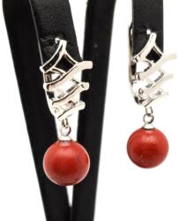 R. M. ékszer Fülbevaló golyó jáspis vörös hullám záras 10mm (088422)