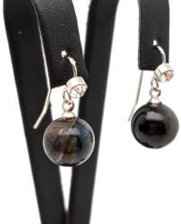 R. M. ékszer Fülbevaló golyó sólyomszem bedugós strasszos 10mm (088308)