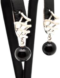 R. M. ékszer Fülbevaló golyó ónix hullám záras 10mm (088428)