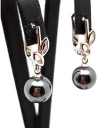 R. M. ékszer Fülbevaló golyó hematit levél záras 10mm (088399)