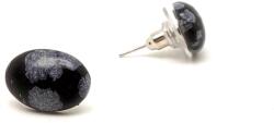 R. M. ékszer Fülbevaló ovális hópehely obszidián 6, 5x8, 5mm (088146)