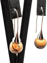 R. M. ékszer Fülbevaló golyó kürt lógós jáspis kép 10mm (088089)