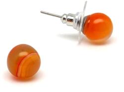 R. M. ékszer Fülbevaló golyó szinezett sávos narancs achát 8-8, 5mm (087394)