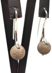 R. M. ékszer Fülbevaló matt golyó jáspis artic ívelt lógó 10-11mm (088468)