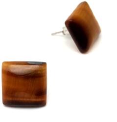 R. M. ékszer Fülbevaló négyzet tigrisszem 13x13mm (088379)