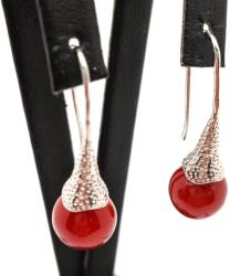 R. M. ékszer Fülbevaló golyó karneol mintás kürt lógós 10mm (087176)