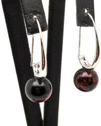 R. M. ékszer Fülbevaló golyó mahagóni obszidián íves lógós 10-10, 5mm (087767)