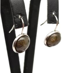 R. M. ékszer Fülbevaló lencse labradorit bedugós fém kerettel 12mm (088037)