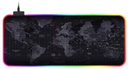 Edman Mousepad Gaming Edman cu Iluminare Led RGB World Map King Size 90x40 cm Negru