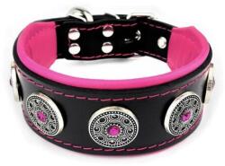 Bestia Zgarda Bijou Puppy, Piele Naturala, M: 30-35 cm, Roz - petshopmarcu