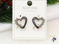 Xuping Meri-black Gold Filled szívalakú kermis fülbevaló-ródium (F-781)