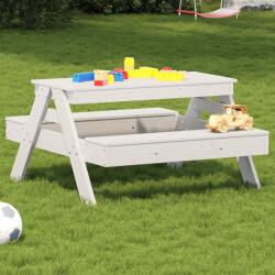 vidaXL Masa de picnic pentru copii, alb, 88x97x52 cm, lemn masiv pin (832597)