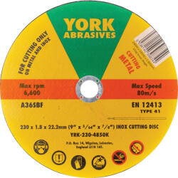 York 230x1.8x22.23mm a36sbf inox vágókorong, t41 (YRK2304850K)
