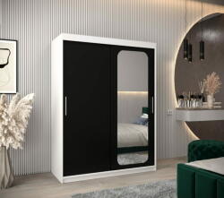 Veneti DONICELA 1 tükrös szekrény - 150 cm, fehér / fekete
