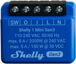 Shelly Plus 1 Mini, kapcsolómodul, WiFi, Gen3 (SHELLY-PLUS-1-MINI-GEN3)