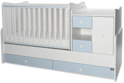 Lorelli MiniMax kombi ágy 72x190 - White / Baby Blue - pixelrodeo