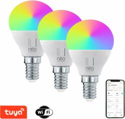Immax NEO LITE Smart 3× LED izzó E14 6 W RGB+CCT színes és fehér, dimmelhető, WiFi, P45 (07745C)
