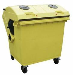No brand Műanyag kültéri hulladékgyűjtő szelektív hulladékhoz, 1100 l térfogat, sárga