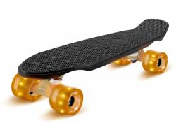 fun pro Mini Cruiser Skateboard Skateboard Trickboard PP Board 100kg LED Wheels PU Hardness: 88A (sk_mc_schwrz_gld) (sk_mc_schwrz_gld) Skateboard