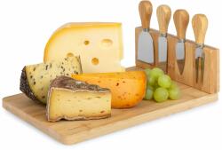 Klarstein Platou pentru brânzeturi, cu cuțite, bloc magnetic pentru cuțite, platou pentru servit, bambus (BW-10278-001) (BW-10278-001)