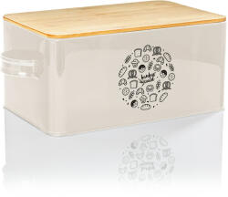Klarstein Gistad, cutie pentru pâine, tablă, capac din bambus, 44 × 16 × 21 cm (L x Î x l), dreptunghiulară (BW-10149-003) (BW-10149-003)
