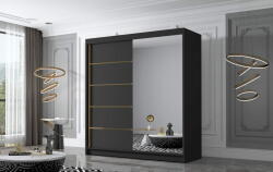 Veneti MILINA gardróbszekrény tükörrel - 180 cm, fekete