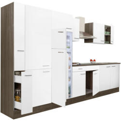 Leziter Yorki 360 konyhabútor yorki tölgy korpusz, selyemfényű fehér fronttal polcos szekrénnyel és felülfagyasztós hűtős szekrénnyel (L360YFH-PSZ-FF) - geminiduo