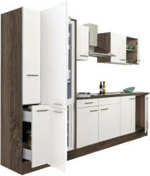 Leziter Yorki 300 konyhabútor yorki tölgy korpusz, selyemfényű fehér fronttal alulfagyasztós hűtős szekrénnyel (L300YFH-AF) - geminiduo