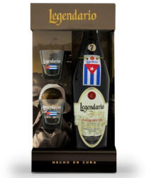 Legendario Elixir de Cuba 7 éves rum díszdobozban 2 pohárral DRS (0, 7L / 34%)