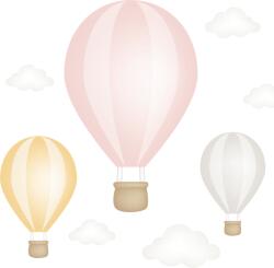Pasztell hőlégballon falmatrica - púder (M_pasztell_ballonok_puder)