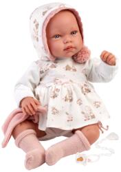 Llorens Llorens: Tala Llorana 44cm-es újszülött baba hanggal kapucnis ruhában (84468) - jatekshop